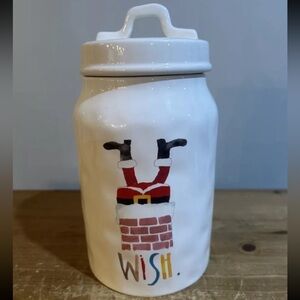 Rae Dunn Artisan Collection Christmas "Wish" 8" Canister Santa Chimney